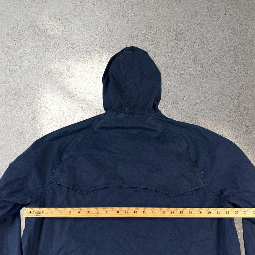 POLO RALPH LAUREN Navy Blue Poplin Full Zip Jacket XL Hooded Cotton Blend Smock